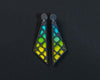 Pendientes de arcilla polimérica modelo Sunset con diseño en color degradado de azul a amarillo